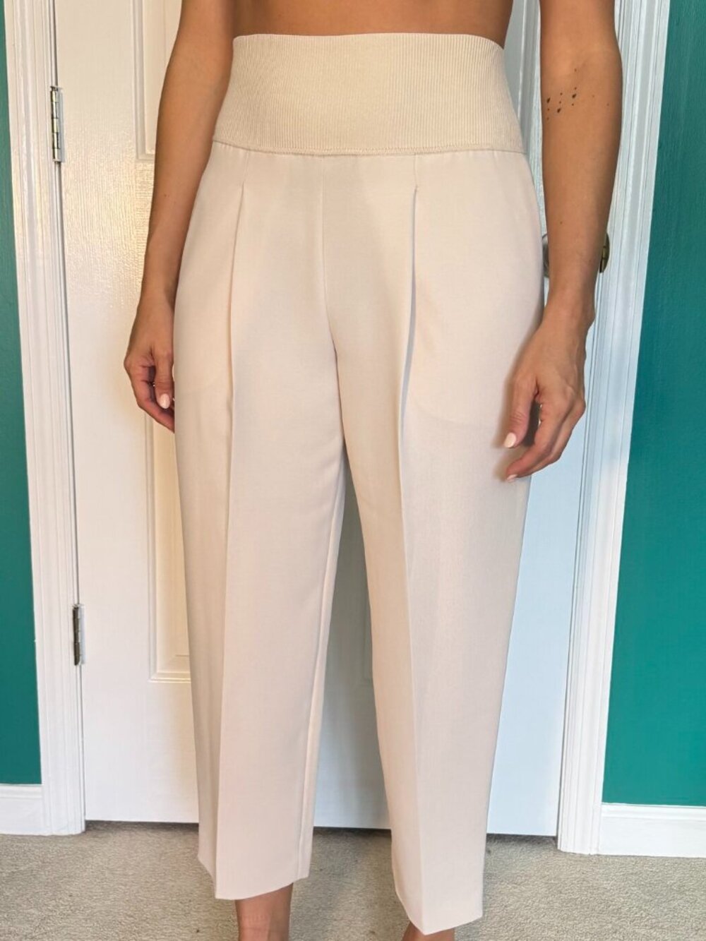 Theory Golden Wheat Pleated Carrot Trousers NWT